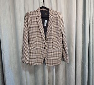 Ann Taylor Factory Black and Tan Checkered Blazer